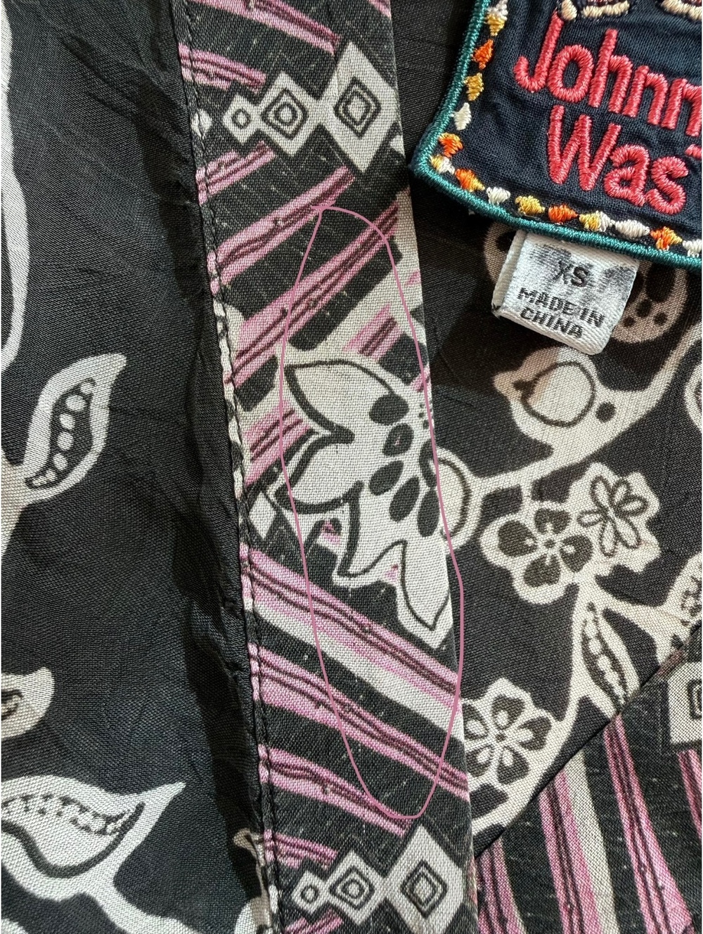 Johnny Was Edina Floral Blouse XS Black Pink 100% Rayon Modified Sleeves - Picture 5 of 10
